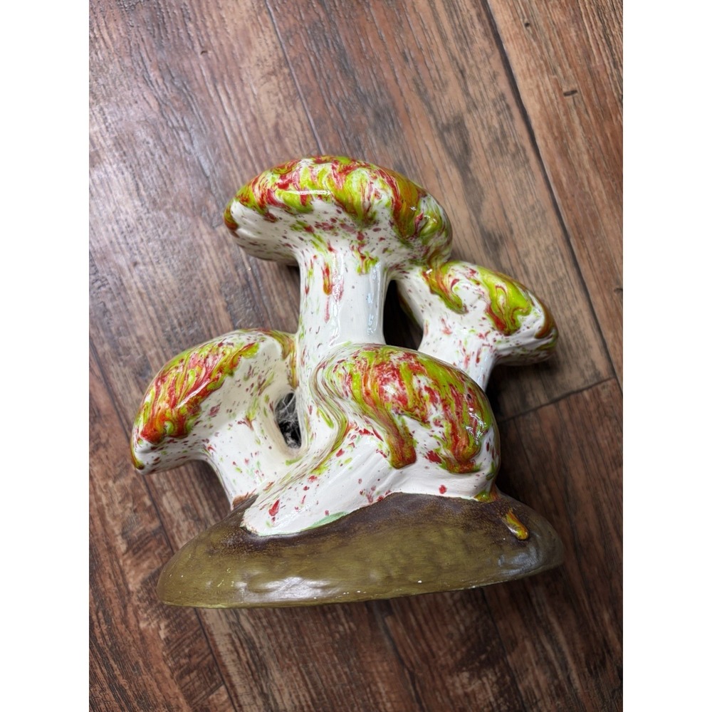 Vintage Ceramic Mushroom Glazed Figurine Retro Boho Decor Groovy